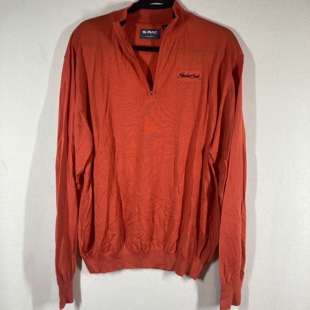 G-MAC by Kartel Shadow Creek Merino Wool Golf Sweater XXL Orange 1/4 Zip Collar‎